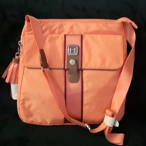 New w Tags Hedgren Purse Travel Bag Adjustable Strap Multi Pockets Melon Orange
